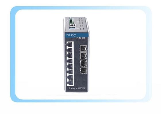 4 1000M SFP 8 10/100/1000M Port Ethernet Rail Switch 12 Port