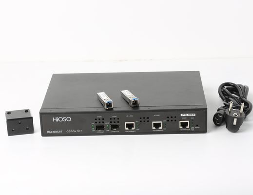HiOSO Mini 2 Port Epon Olt FTTH Standalone Type AC220V Dengan 2 SFP Px20+++