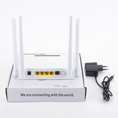 HiOSO Dual Band ONU 4GE WIFI Casing Plastik XPON ONU Untuk Solusi FTTH FTTO